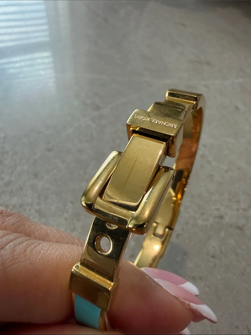 Michael Kors Gold and Turquoise Buckle Bracelet